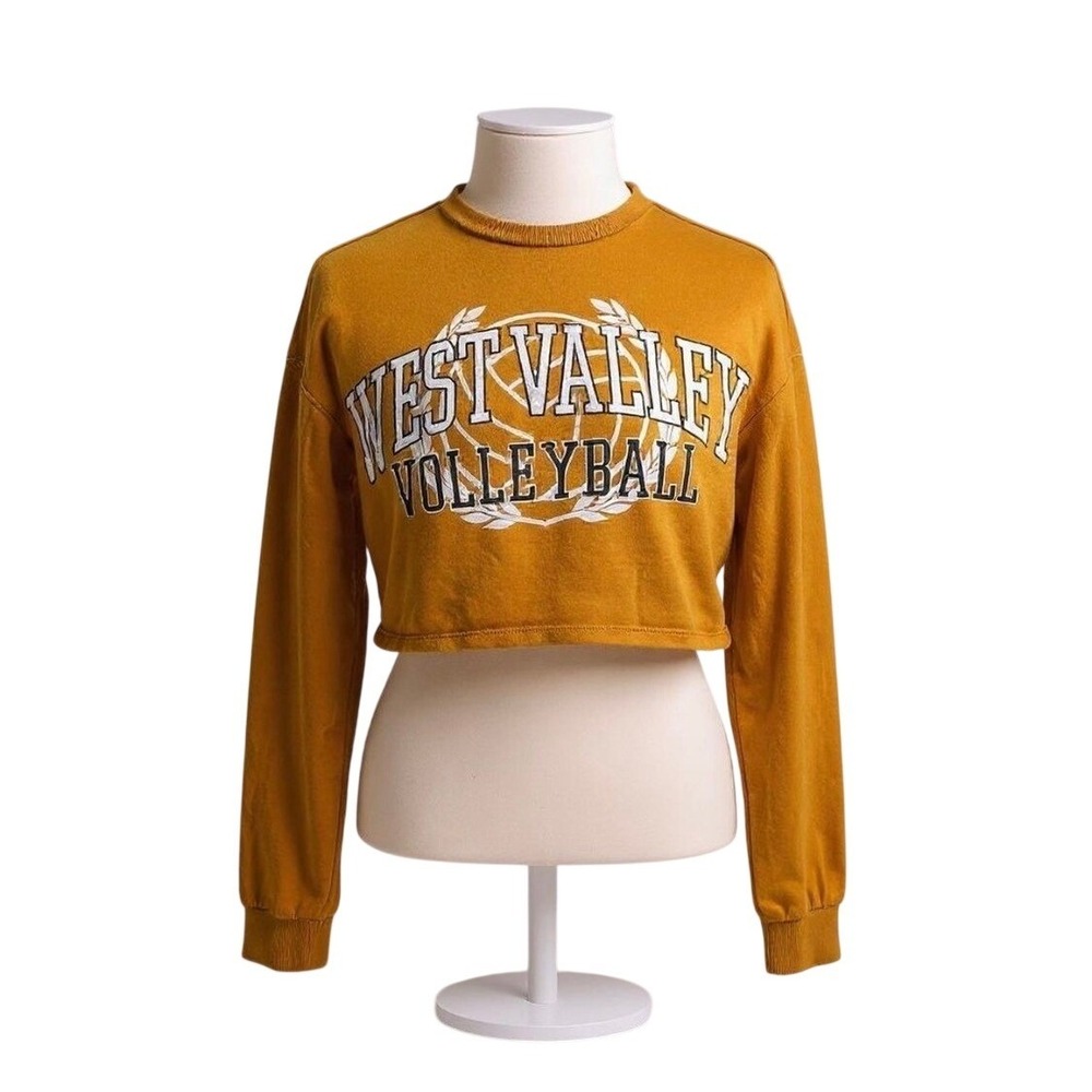 H&M Divided West Valley Volleyball Cropped Long Sleeve Graphic Tee Yellow XS